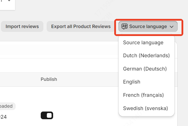 Source Language Dropdown