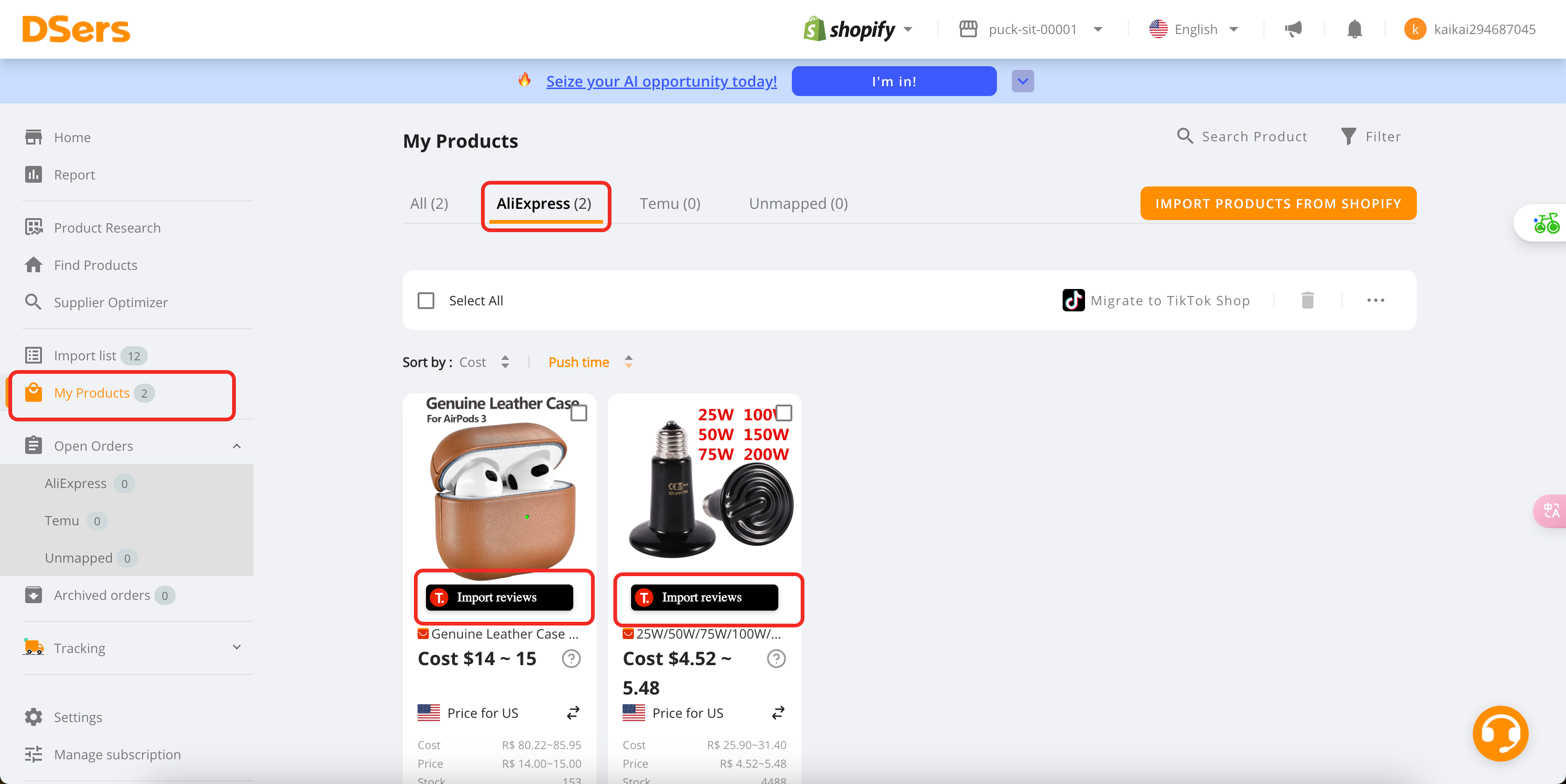 Import Reviews from My Products