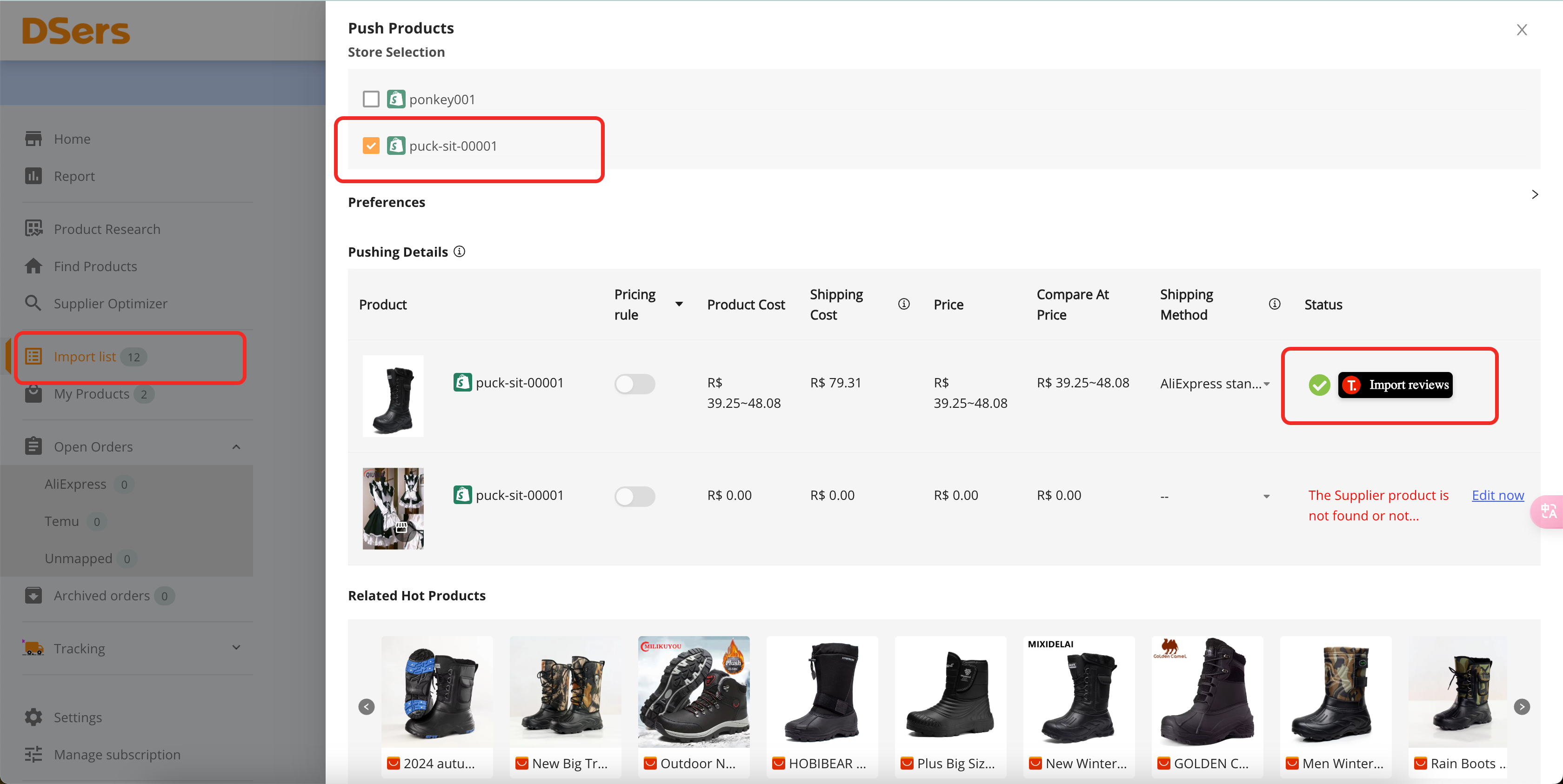 Import Reviews During Product Push