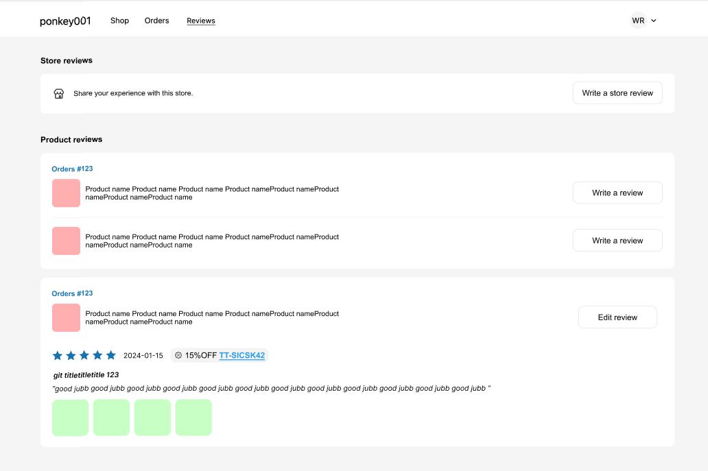 My Reviews Page with Reviews